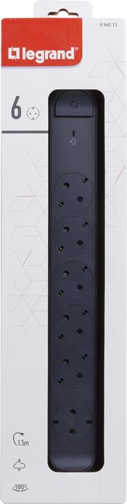 Produktbild Legrand Drehbare Steckdosenleiste, 6-fach Steckdose (6 x, CEE 7/3, CEE, 1.50 m)