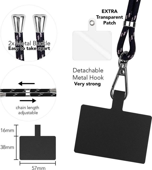 Actual product image Nalia Universal mobile phone necklace with pad