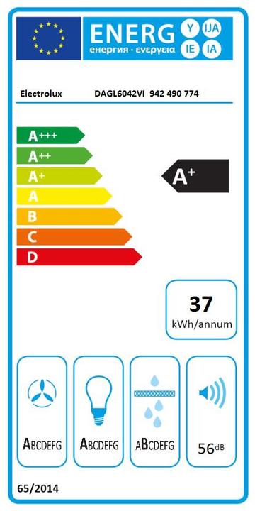 Label énergétique Electrolux DAGL6042VI (Hotte écran plat)