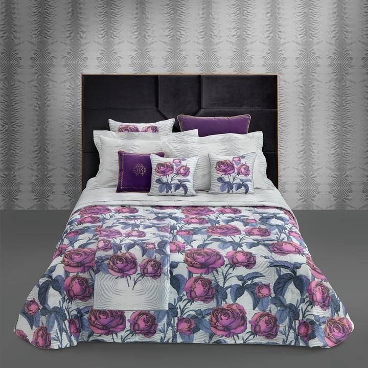 Actual product image Roberto Cavalli Maco-Sateen Bed Linen Rose Deco fuchsia grey (Bedding set, 135x200 cm + 80x80 cm)