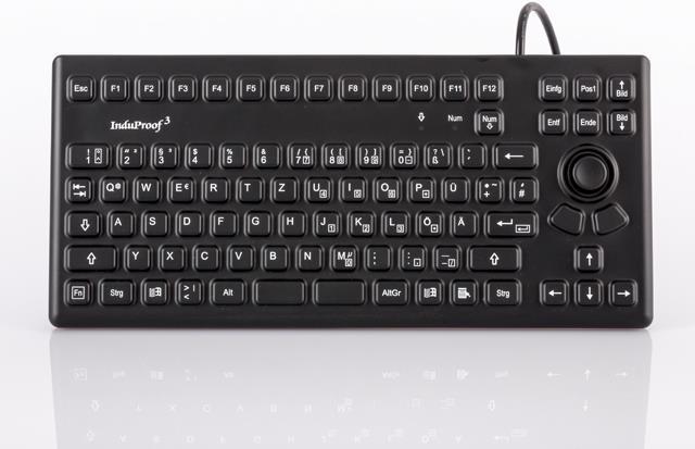 Produktbild Gett InduProof3 Silikon Tastatur mit Maussteuerung IP68 wasserdicht desinfizierbar schwarz 86 Tasten (DE, Kabelgebunden)