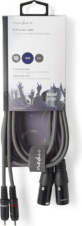 Immagine prodotto Nedis Cavo audio bilanciato | 2x XLR 3-pin maschio | 2x RCA maschio | Nichelato | 1,50 m | tondo | PV (1.50 m, XLR)