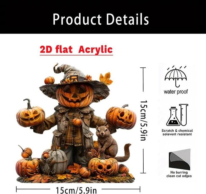 Produktbild Cbx Bezauberndes Kürbis-Vogelscheuche 2D Acrylschild, Halloween Deko, Herbstdekoration