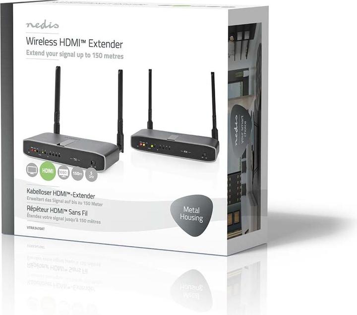 Image du produit Nedis HDMI sans fil ™ Transmetteur | WLAN | 5.15 - 5.85 MHz | 100.0 m (ligne de vue) | Résolution maximale (0.08 m, HDMI)