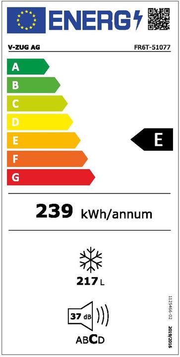 Energie-Label V-Zug 5107710005 (Einbau)