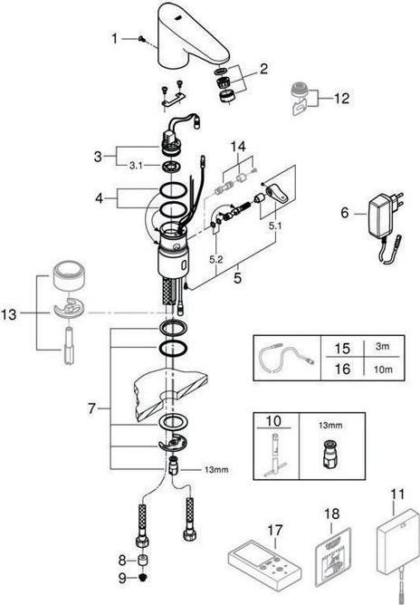 Image du produit Grohe Electronique infrarouge EUROPLUS E 1/2" Transformateur à fiche avec mélange chr