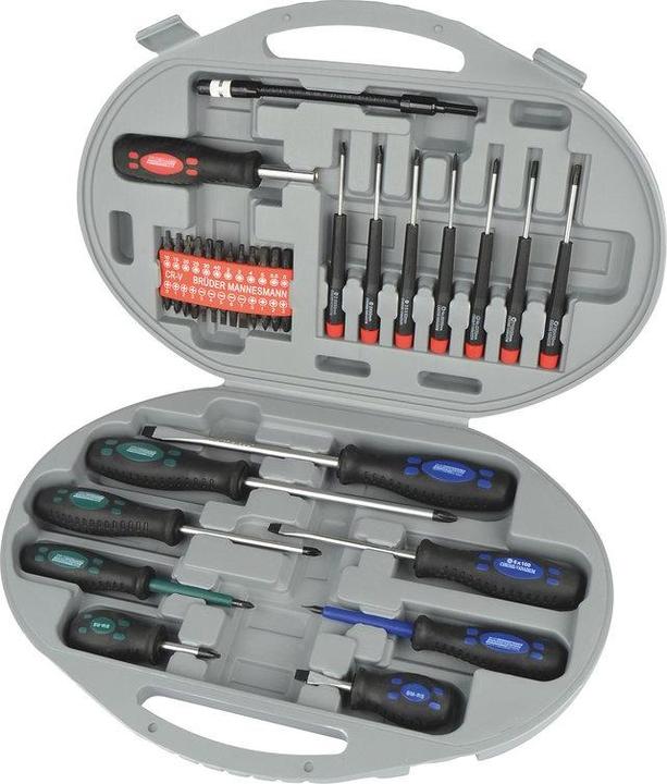 Produktbild Mannesmann Werkstatt Schraubendreher-Set (Phillipps-Kreuzschlitz (PH), Innensechskant, Pozidriv-Kreuzschlitz (PZ), Schlitzschrauben)