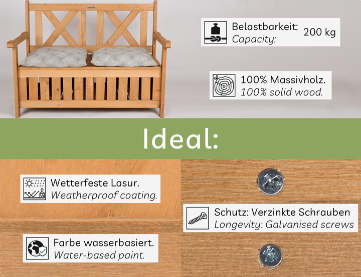 Actual product image Needs&Wants Gartenbank "Chesty3" mit Truhe u. Abdeckung, Tanne (braun)
