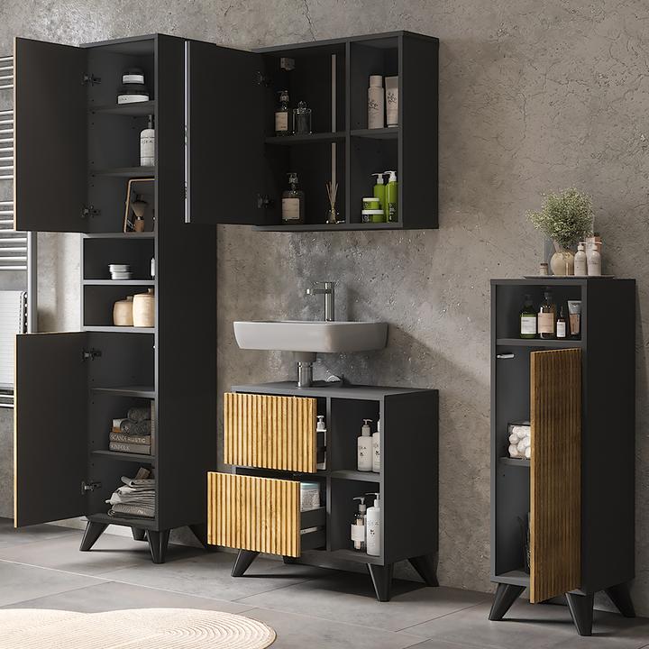 Produktbild Vichy Badmöbel-Set Leano, Anthrazit/Bergeiche, Set 4
