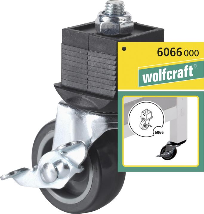 Actual product image wolfcraft Foot with Caster and Brake, Steerable (7.50 cm, 12 cm)