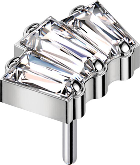 Image du produit Star Piercing Threadless argent trois cristaux Baquette argent (sans laiton, Titane G23)