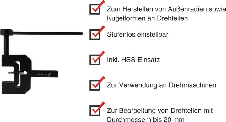 Immagine prodotto Paulimot Mini-Kugeldrehvorrichtung mit HSS-Einsatz