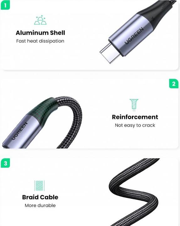 Produktbild Ugreen USB C – USB C (1 m, USB 3.2 Gen 2)