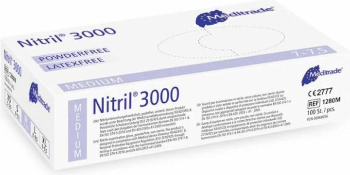 Meditrade Examination gloves Nitril 3000 X-long blue powderfree (M)