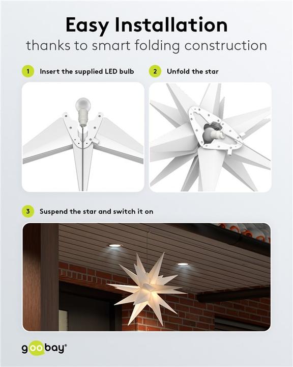 Image du produit Goobay Étoile de Noël LED 3D, Ø 56 cm, à piles