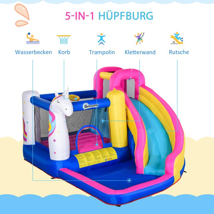 Produktbild Outsunny Kinderhüpfburg mit Rutsche und Pool