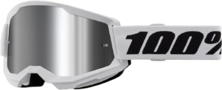 Produktbild 100% STRATA 2 Goggle White - Mirror Silver Lens (Weiss, Mirror Silver)