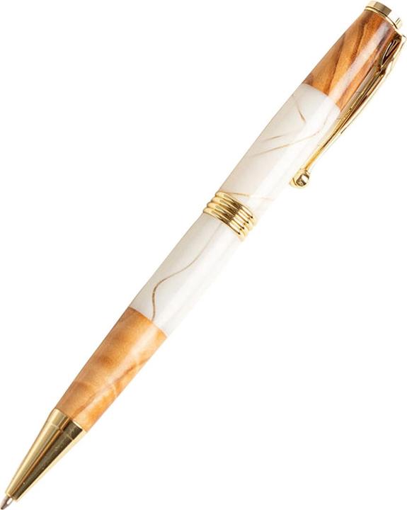 Immagine prodotto Natura Punto Biro Olive in legno con dettagli in metallo e resina, marrone, bianco, oro (Bianco, Marrone, Oro)