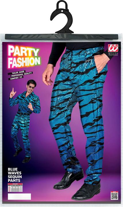 Produktbild Widmann Herren Pailletten Hose im Zebralook Schwarz/Blau (S)