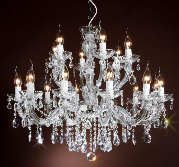 Produktbild TL Venezianischer Kronleuchter 18-armig Ø75cm silberfarben, mit SWAROVSKI® Kristallen (75 cm)