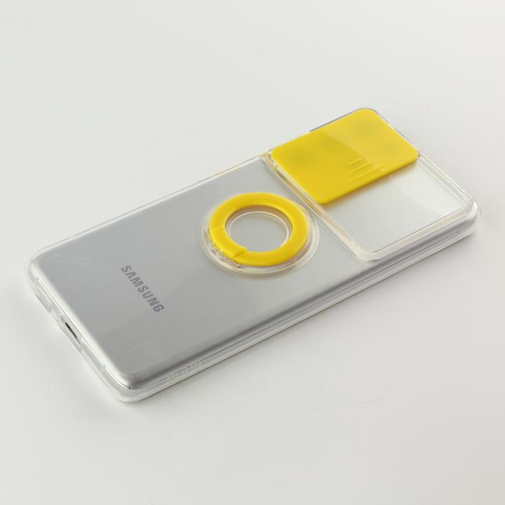 Actual product image PhoneLook Coque Caméra clapet avec anneau jaune (Samsung Galaxy S22 Ultra)