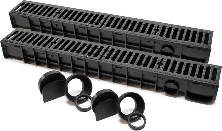 Immagine prodotto Wiltec Caniveau 2x1m Grille recouvrement 25t Fonte Drainage Eaux usées Rigole Grille évacuation Garage