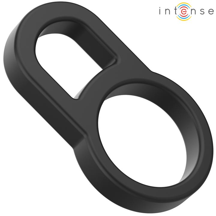 Intense Bobby Double Anneau Pénien En Silicone Noir (11 cm)