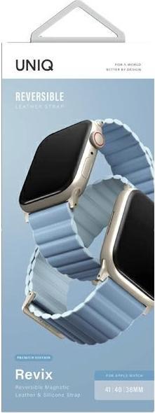 Image du produit Uniq pasek Revix Premium Apple Watch Series 1/2/3/4/5/6/7/8/SE/SE2 38/40/41mm Edition Reversible Mag (Acier inoxydable, Silicone, Cuir véritable)