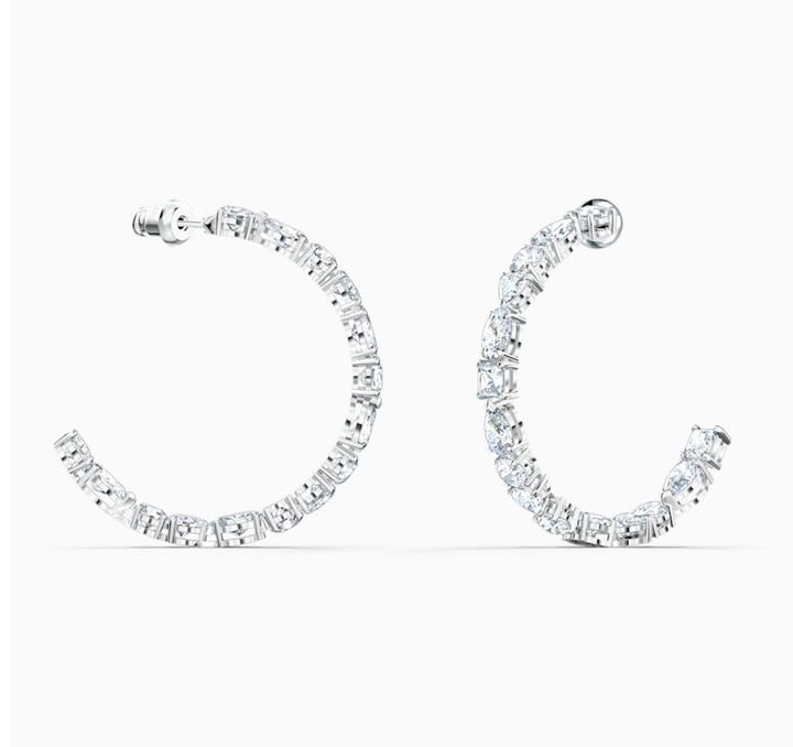Actual product image Swarovski Tennis Deluxe Mixed Hoop Earrings (Swarovski Metal)