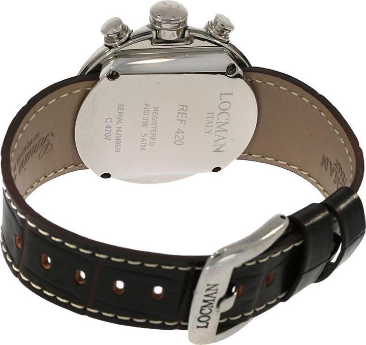 Actual product image Locman Italy Men's Watch Chronograph Change brown Stainless Steel Ref. 0420 (Chronograph, 46 mm)