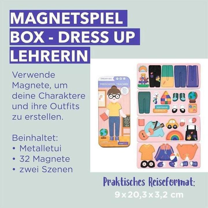 Actual product image mierEdu Magnetic game Box Dress Up - Teacher to dress up I Promotes motor skills + imagination I Ideal for (32 pieces)