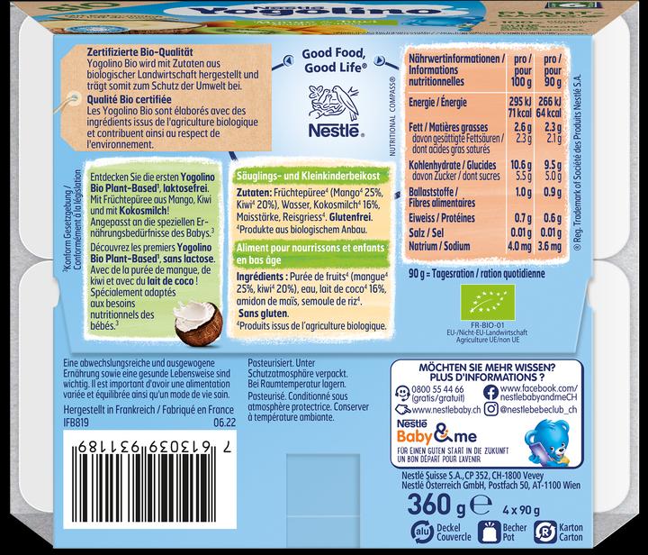 Nährwerte und Zutaten Yogolino Bio Plant-Based Mango & Kiwi (360 g)