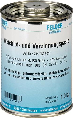 Nutritional values and ingredients Felder weisshlöt- u.Verzinnungspaste 230-250GradC 1kg S-Sn97Cu3