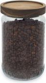Actual product image Anna glass jar w/wood 950ml embossed (0.95 l)
