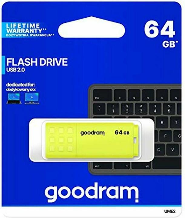Actual product image Goodram UME2 UME2-0640Y0R11 Pendrive (64 GB, USB 2.0, yellow) (64 GB, USB-A, USB 2.0)