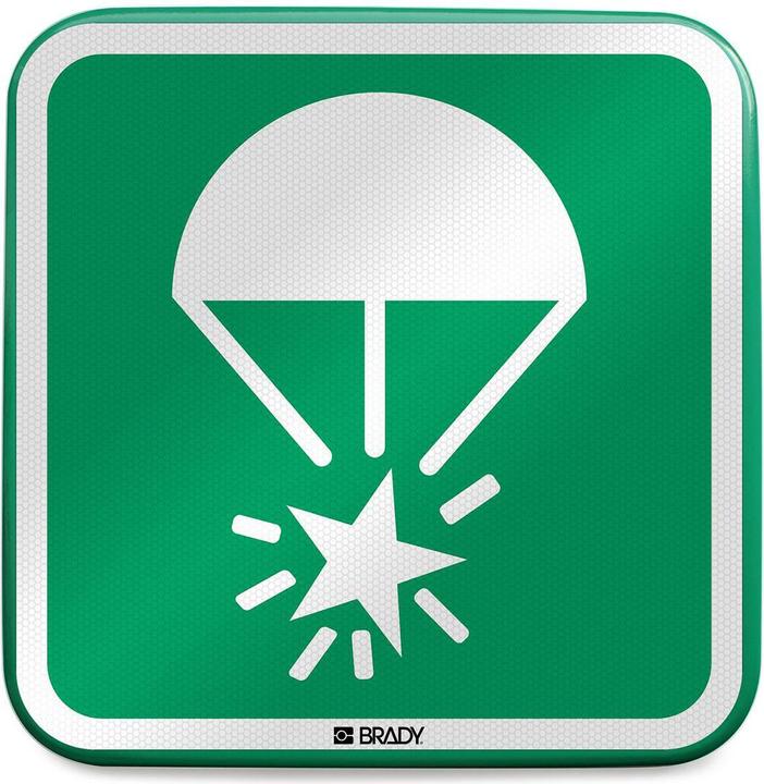 Immagine prodotto Brady E/E049//RFLBD-400X400-1, cartello di sicurezza ISO - segnale di paracadute a razzo, alluminio