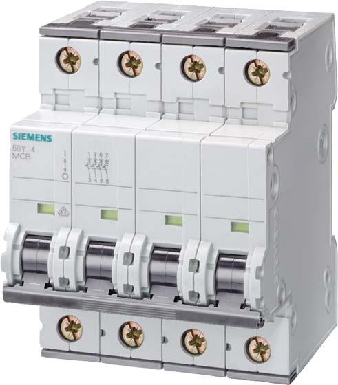 Actual product image Siemens SIEM 5SY6450-7 Miniature circuit breaker 400V 6kA, 4-pole, C, 50