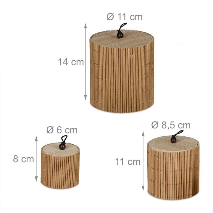 Image du produit Relaxdays 3x boîte en bambou (11 x 11 x 14 cm, 1.69 l)