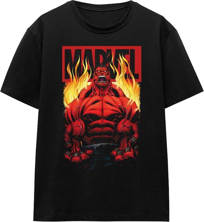 Actual product image Unisex Adult Red Hulk Fire T-Shirt (S)