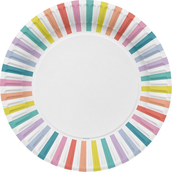 Actual product image Folat Plate Stripes Pastel 23cm - 8 pieces (8 x)
