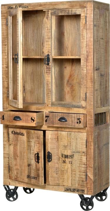 Produktbild SIT Möbel Vitrine Vintage Natural Wood natur antik schwarz (90 x 180 x 40 cm)