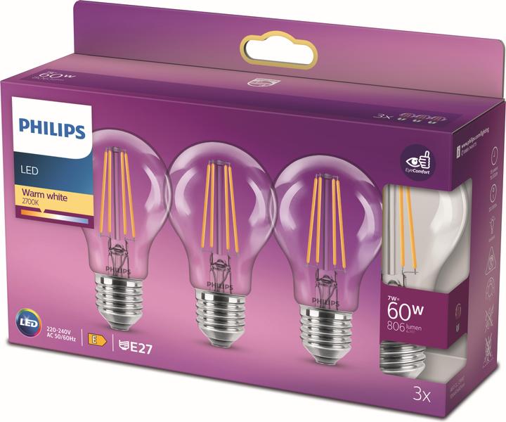 Produktbild Philips Lampe (E27, 7 W, 806 lm, 3 x, E)