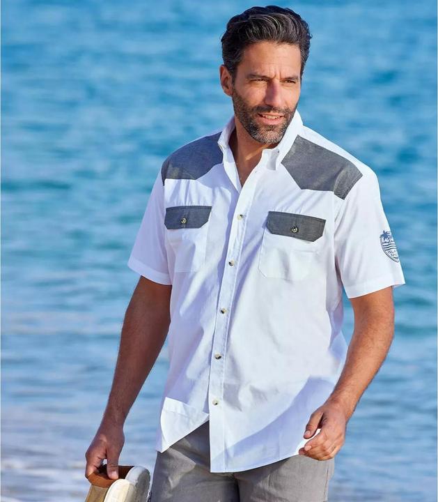 Produktbild Atlas For Men Weisses Hemd mit ChambrayDetails (5XL)