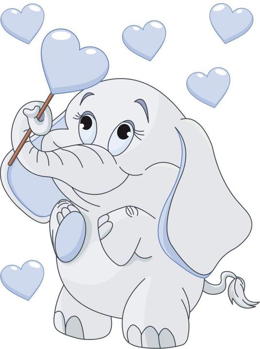Image du produit Trenddeko Bébé éléphant avec des coeurs (45 x 60 cm)