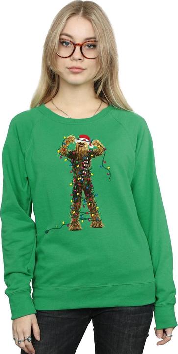 Actual product image Star Wars Womens/Ladies Chewbacca Christmas Lights Sweatshirt (S)