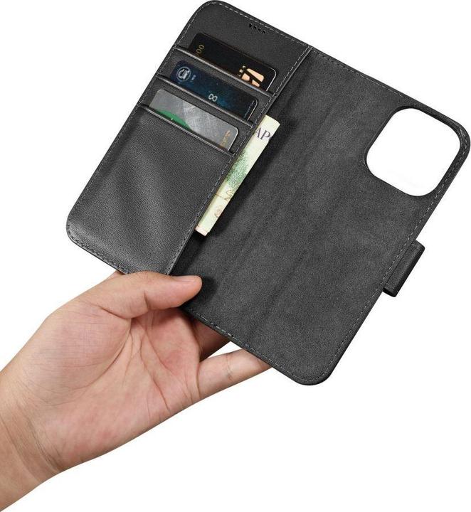 Produktbild iCarer Wallet Case 2 in1 Hülle iPhone 14 Pro Leder Flip Cover AntiRFID schwarz (WMI14220726-BK) (Apple iPhone 14 Pro)