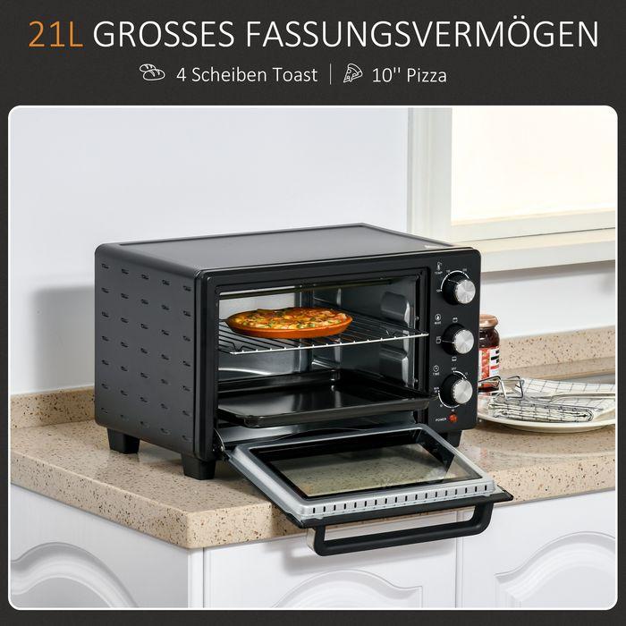 Produktbild Swisshandel24 Minibackofen 21L mit 1 Drahtgestell und 1 Backblech 3 Kochmodi 100°C-230°C 1400W Metall Edelstahl Gl