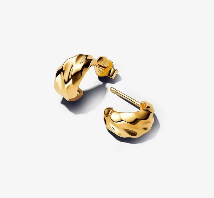 Actual product image Pandora Rippled Open Hoop Earrings (Gold plated, Metal)