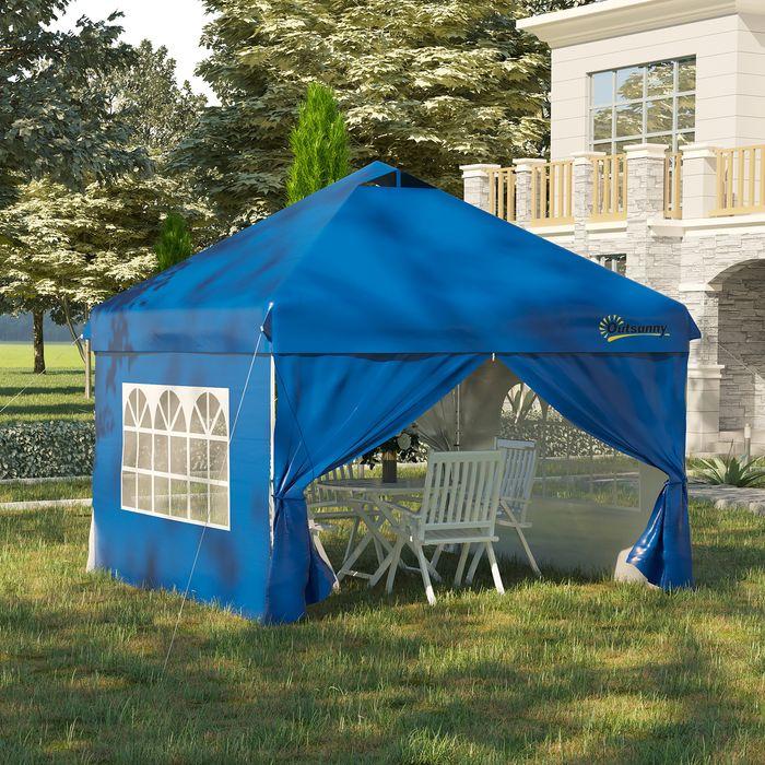 Immagine prodotto Swisshandel24 Gazebo pieghevole 3x3m 4 pareti laterali inclusi i picchetti e le corde di trasporto in metallo (300 cm, 300 cm)