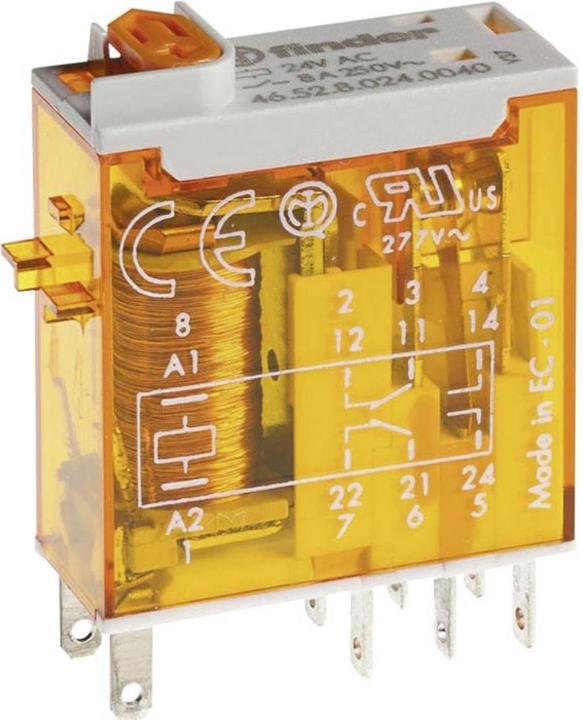 Actual product image Finder Plug in relay w/ flag, 8A, 230Vac, DPDT